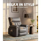 Fauteuil inclinable électrique en similicuir de 37,4 po, fauteuil inclinable réglable, rembourrage en éponge 1,5X, largeur d'assise, porte-gobelets, canapé simple ergonomique