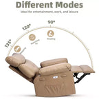 Fauteuil inclinable électrique en similicuir de 37,4 po, fauteuil inclinable réglable, rembourrage en éponge 1,5X, largeur d'assise, porte-gobelets, canapé simple ergonomique