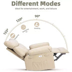 Fauteuil inclinable électrique en similicuir de 37,4 po, fauteuil inclinable réglable, rembourrage en éponge 1,5X, largeur d'assise, porte-gobelets, canapé simple ergonomique