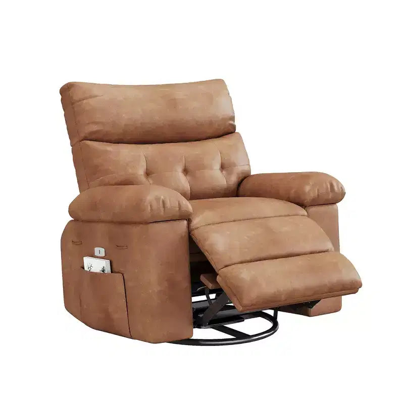 Fauteuil inclinable électrique en similicuir de 37,4 po, fauteuil inclinable réglable, rembourrage en éponge 1,5X, largeur d'assise, porte-gobelets, canapé simple ergonomique