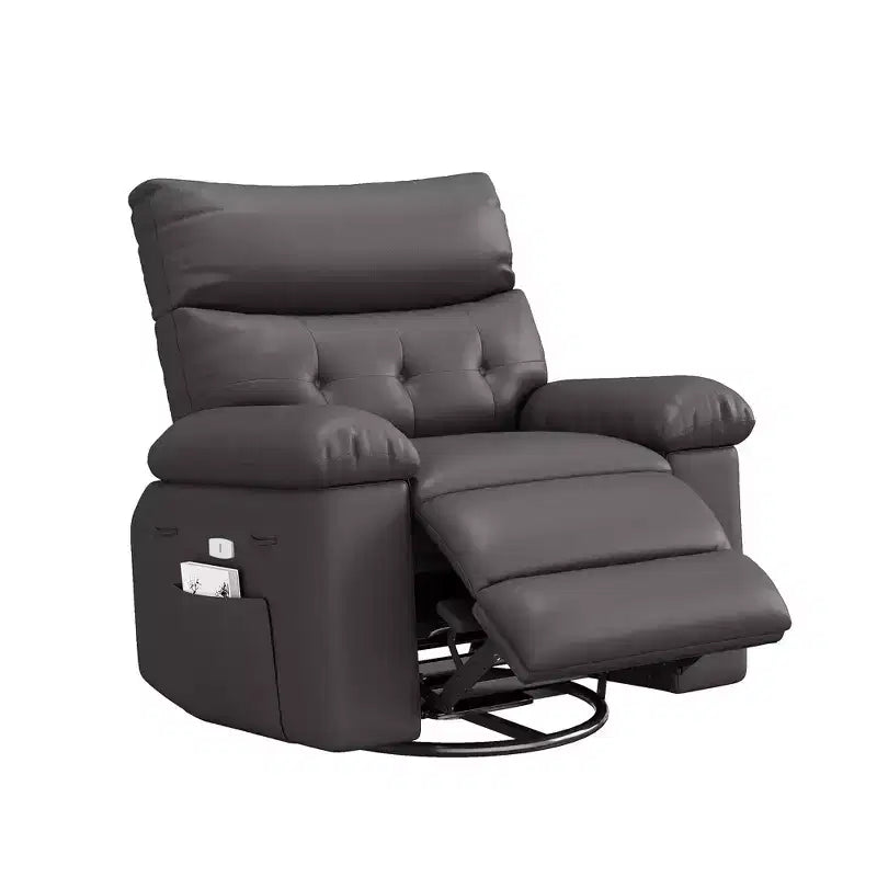 Fauteuil inclinable électrique en similicuir de 37,4 po, fauteuil inclinable réglable, rembourrage en éponge 1,5X, largeur d'assise, porte-gobelets, canapé simple ergonomique