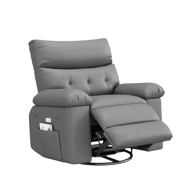 Fauteuil inclinable électrique en similicuir de 37,4 po, fauteuil inclinable réglable, rembourrage en éponge 1,5X, largeur d'assise, porte-gobelets, canapé simple ergonomique