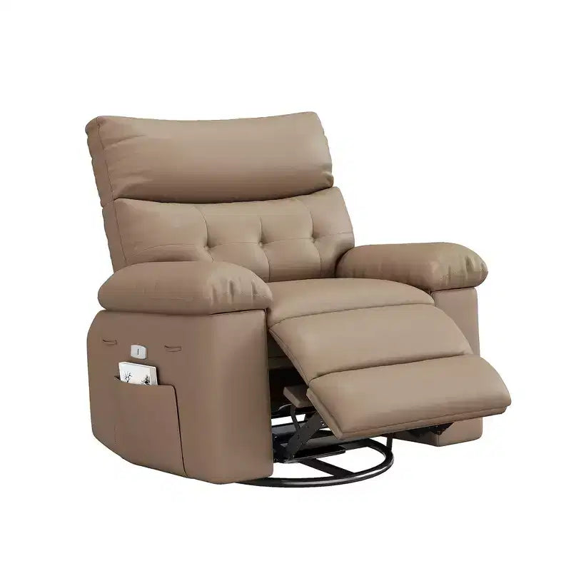 Fauteuil inclinable électrique en similicuir de 37,4 po, fauteuil inclinable réglable, rembourrage en éponge 1,5X, largeur d'assise, porte-gobelets, canapé simple ergonomique