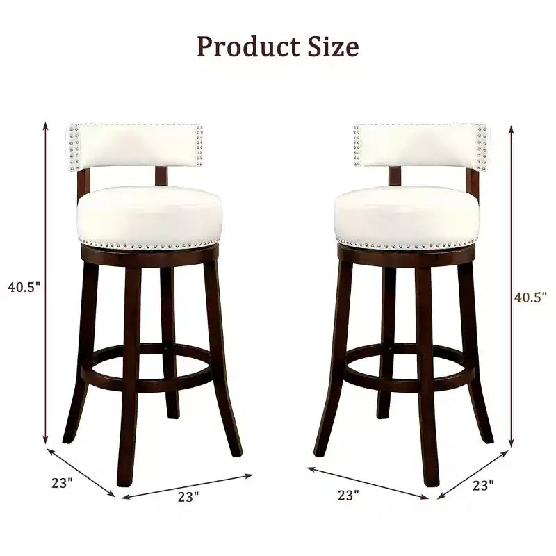 Tabouret de bar pivotant CLIHOME de 76 cm avec garniture cloutée et siège rembourré en similicuir