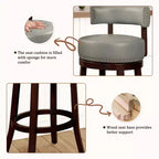 Tabouret de bar pivotant CLIHOME de 76 cm avec garniture cloutée et siège rembourré en similicuir