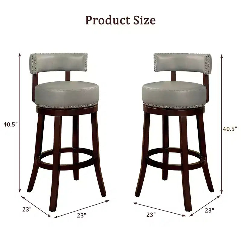 Tabouret de bar pivotant CLIHOME de 76 cm avec garniture cloutée et siège rembourré en similicuir
