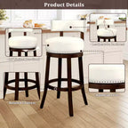 Tabouret de bar pivotant CLIHOME de 76 cm avec garniture cloutée et siège rembourré en similicuir