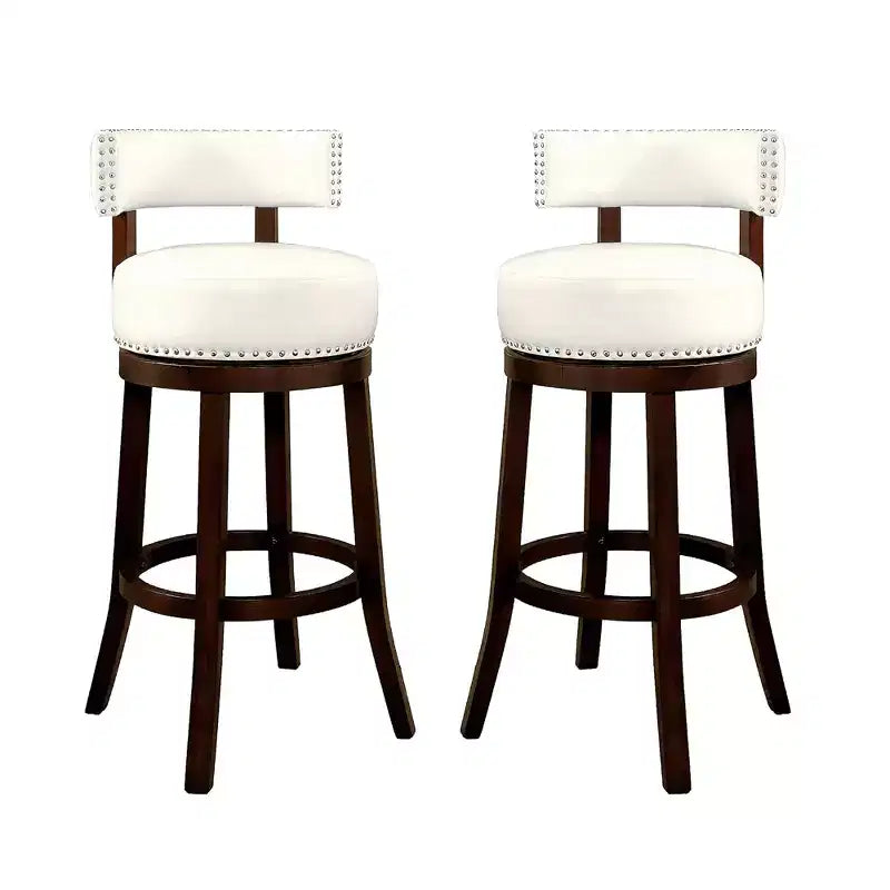 Tabouret de bar pivotant CLIHOME de 76 cm avec garniture cloutée et siège rembourré en similicuir