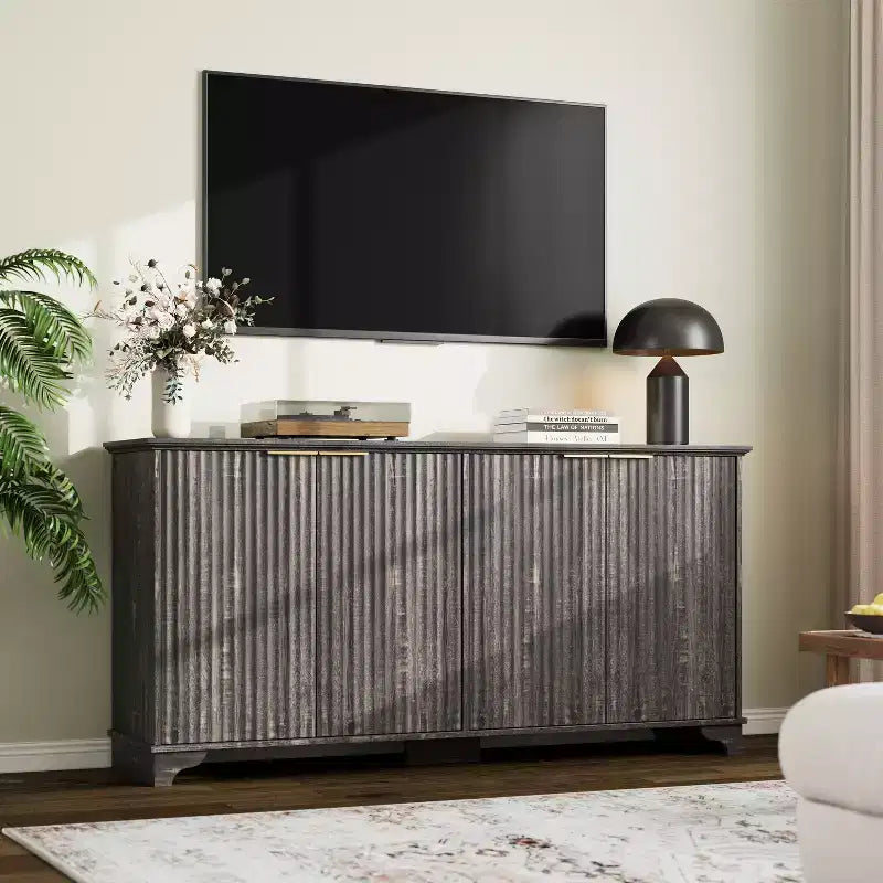 Buffet en bois à 4 portes et étagères réglables, pour cuisines, salles à manger,