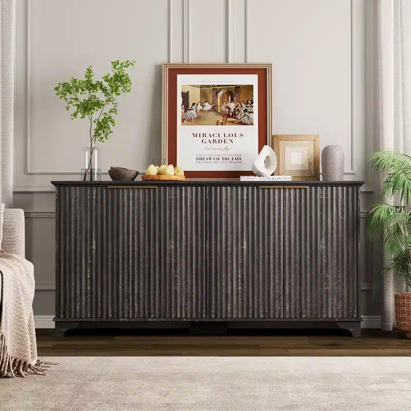 Buffet en bois à 4 portes et étagères réglables, pour cuisines, salles à manger,
