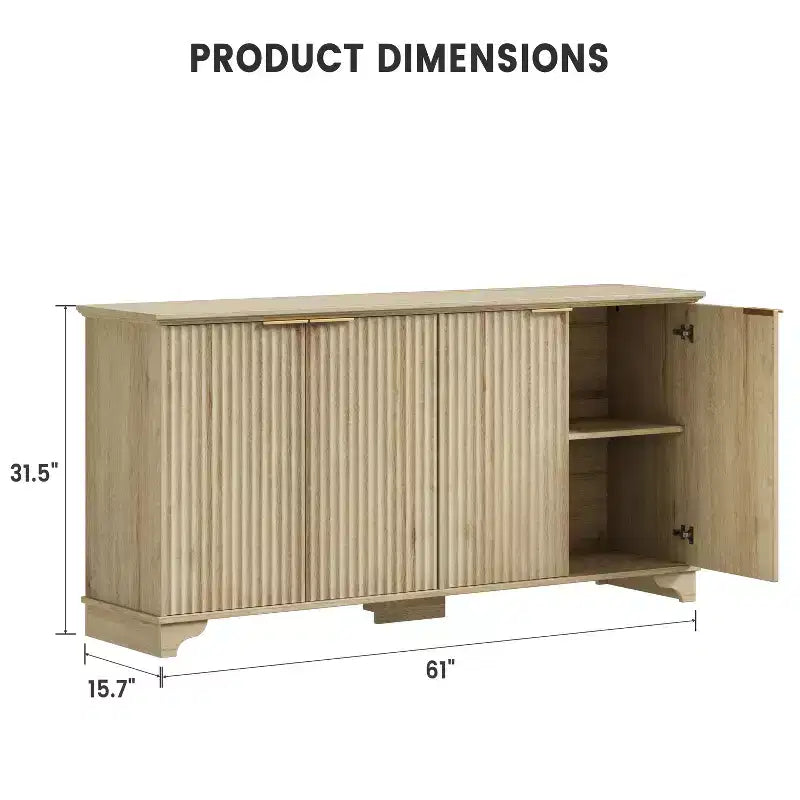 Buffet en bois à 4 portes et étagères réglables, pour cuisines, salles à manger,