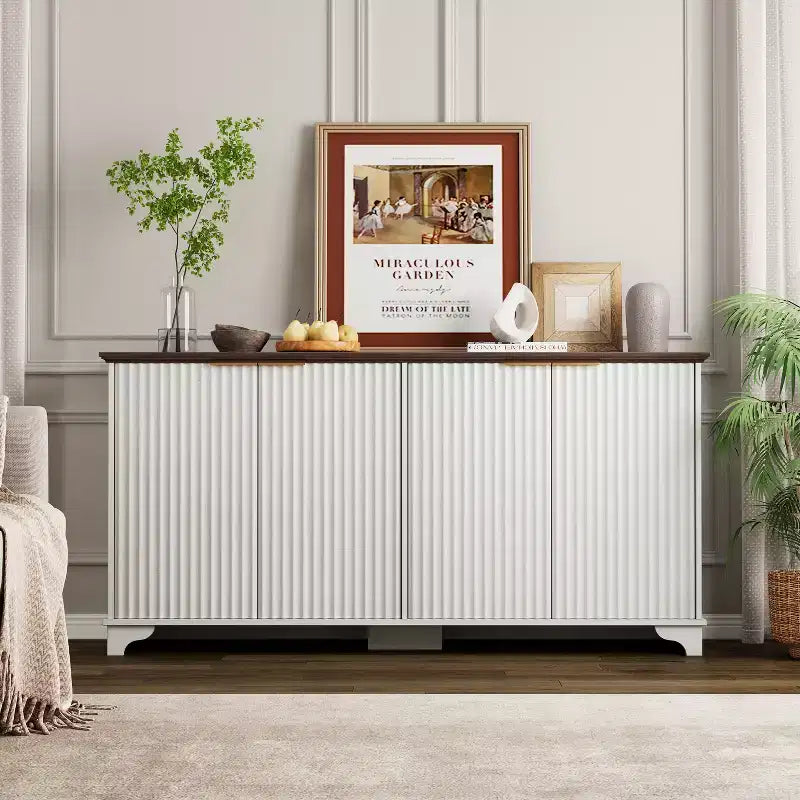 Buffet en bois à 4 portes et étagères réglables, pour cuisines, salles à manger,
