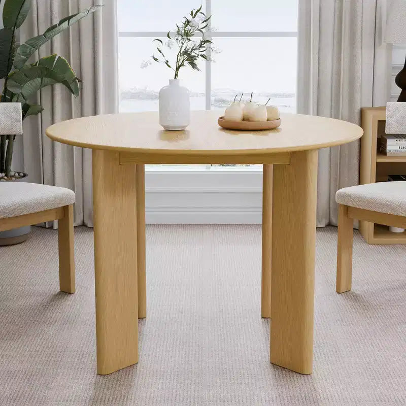 Table à manger circulaire de 42 pouces, couleur noyer, adaptée aux repas à plusieurs personnes simultanément, convient aussi bien aux salles à manger qu'aux salons