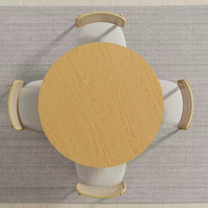 Table à manger circulaire de 42 pouces, couleur noyer, adaptée aux repas à plusieurs personnes simultanément, convient aussi bien aux salles à manger qu'aux salons