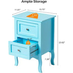 Bonnlo Lot de 2 tables de chevet, tables de nuit avec 2 tiroirs, bleu, petites pour chambre à coucher