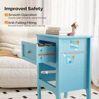 Bonnlo Lot de 2 tables de chevet, tables de nuit avec 2 tiroirs, bleu, petites pour chambre à coucher