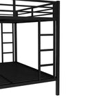 Lit superposé Bellemave Queen sur Queen avec lit gigogne double, cadre en métal, lattes silencieuses, rangement sous le lit, garde-corps, finition noire durable