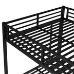 Lit superposé Bellemave Queen sur Queen avec lit gigogne double, cadre en métal, lattes silencieuses, rangement sous le lit, garde-corps, finition noire durable