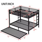 Lit superposé Bellemave Queen sur Queen avec lit gigogne double, cadre en métal, lattes silencieuses, rangement sous le lit, garde-corps, finition noire durable