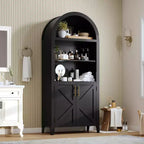 63.2 Arched Bookcase with Doors - 5-Tier Open Display Shelf, Modern Bookshelf Storage Cabinet for Home Office Living Room Library