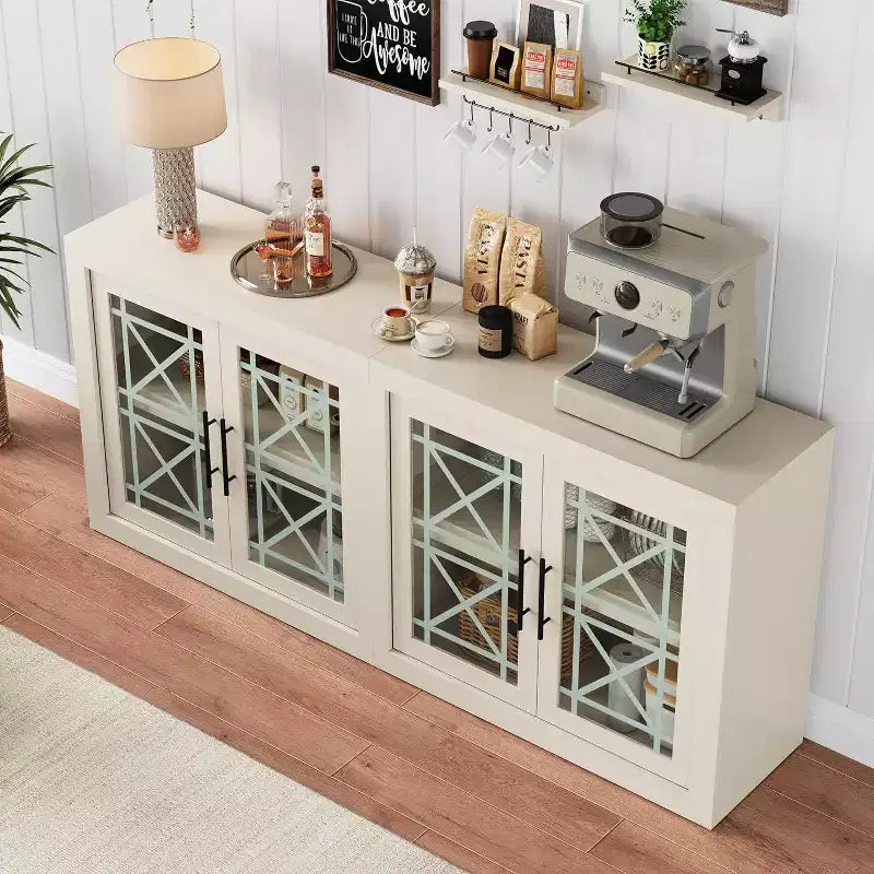 Buffet bas Acekool 70.8 avec 4 portes, bahut de rangement moderne style ferme