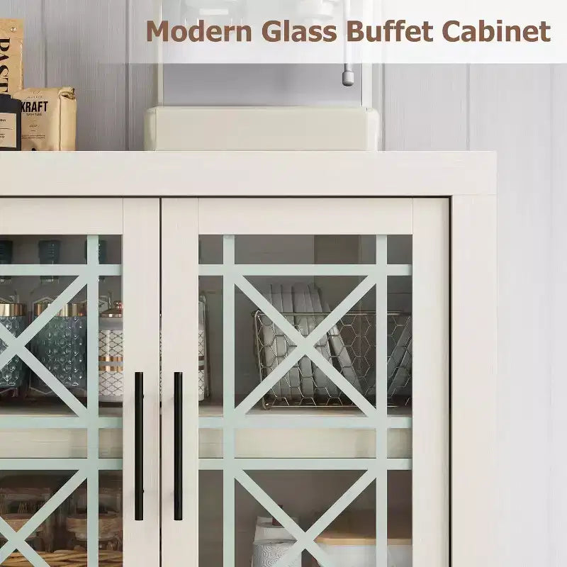 Buffet bas Acekool 70.8 avec 4 portes, bahut de rangement moderne style ferme