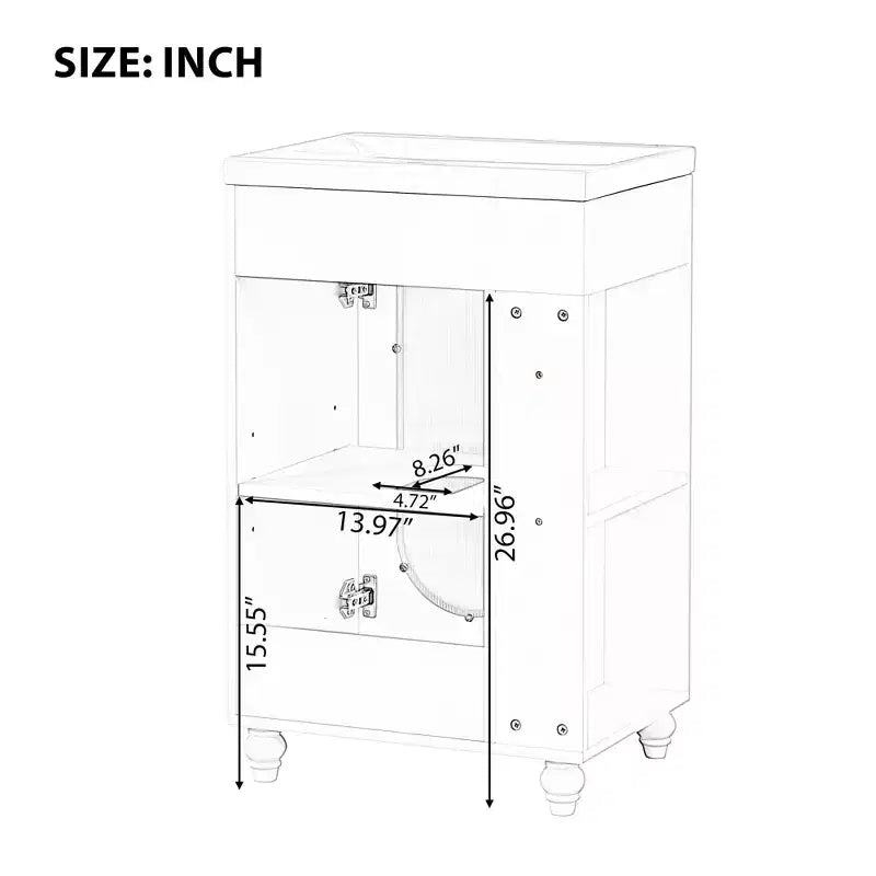 Meuble-lavabo de salle de bain de 20 po avec évier, meuble-lavabo autoportant avec lavabo en céramique, ensemble combiné d'armoires de rangement avec étagères réglables
