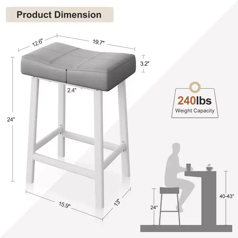 2 tabourets de bar avec coussin épais pour salle à manger, îlot de cuisine, bar à domicile