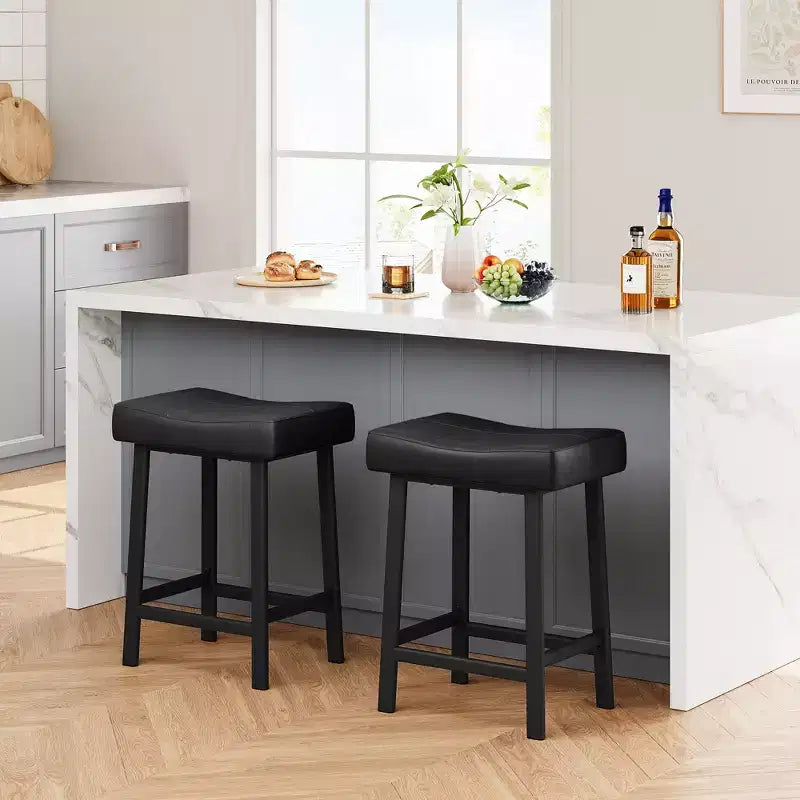 2PCS Saddle Bar Stools with Thickened Cushion for Dinning Room, Kitchen Island, Home Bar