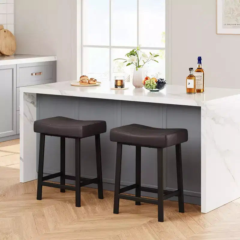 2 tabourets de bar avec coussin épais pour salle à manger, îlot de cuisine, bar à domicile