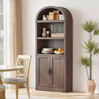 Bibliothèque arquée Acekool à 5 étagères avec protection d'angle en métal, étagère de présentation haute pour salon, chambre à coucher