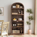 Bibliothèque arquée Acekool à 5 étagères avec protection d'angle en métal, étagère de présentation haute pour salon, chambre à coucher