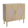 Cabinet with Storage, Storage Cabinet with Rattan Doors, Multifunctional Cupboard with Adjustable Interior Shelves for Living Room, Entryway,Natural