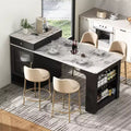 59.5 Expandable Kitchen Island with Dining Table, Kitchen Table with 2 Drawers & Side Open Shelves, Utility Kitchen Island for Dining Room