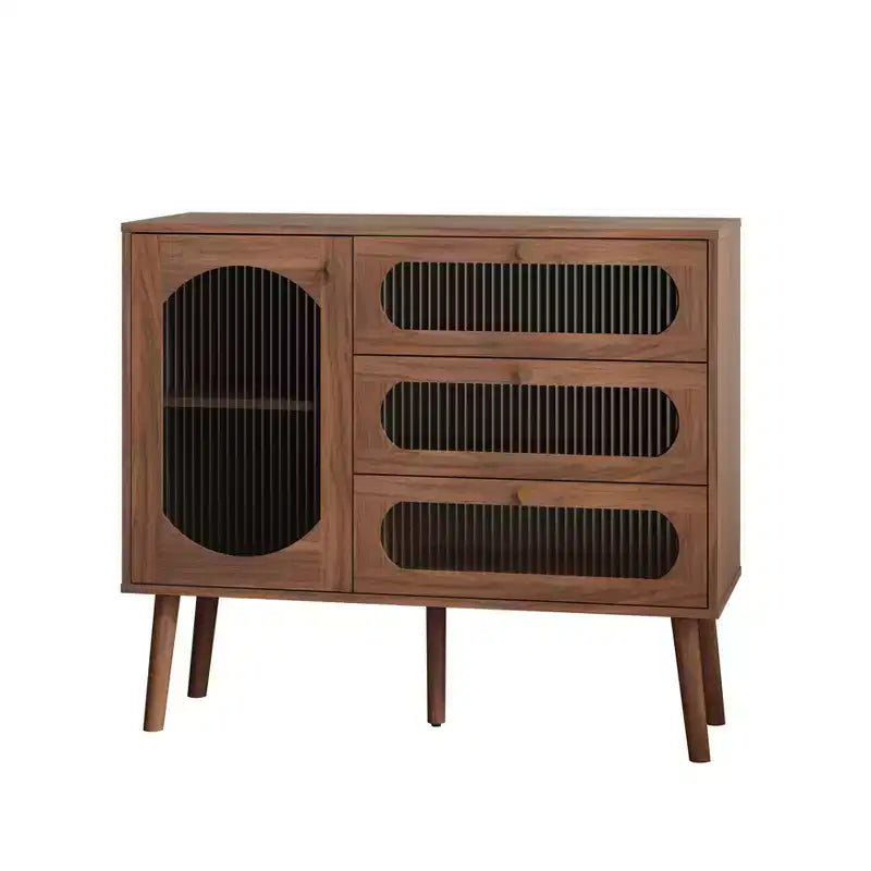 Bahut buffet de 99 cm, meuble bar à café pour entrée avec 3 tiroirs, buffet de sol en bois, meuble d'appoint pour salon
