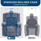 23.6 Fauteuil inclinable électrique surdimensionné avec chaleur et massage, élévateur électrique pour canapé individuel surdimensionné, charge maximale de 350 lb