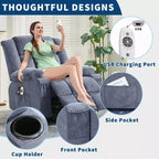 23.6 Fauteuil inclinable électrique surdimensionné avec chaleur et massage, élévateur électrique pour canapé individuel surdimensionné, charge maximale de 350 lb