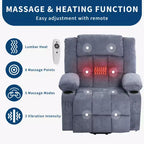 23.6 Fauteuil inclinable électrique surdimensionné avec chaleur et massage, élévateur électrique pour canapé individuel surdimensionné, charge maximale de 350 lb