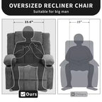 23.6 Fauteuil inclinable électrique surdimensionné avec chaleur et massage, élévateur électrique pour canapé individuel surdimensionné, charge maximale de 350 lb