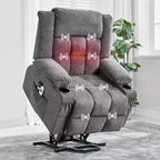 23.6 Fauteuil inclinable électrique surdimensionné avec chaleur et massage, élévateur électrique pour canapé individuel surdimensionné, charge maximale de 350 lb