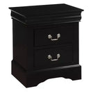 Table de chevet traditionnelle en bois, finition noire, 1 pièce, style Louis Philippe, deux tiroirs de rangement