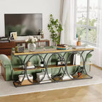 39 Table d'entrée industrielle, Table console 3 niveaux Table de canapé avec cadre métallique demi-cercle