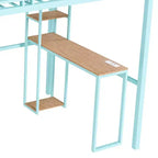 Lit mezzanine Bellemave avec bureau et rangement - Cadre en métal robuste, 4 armoires, escalier et étagère - Idéal pour enfants/adolescents (Vert)