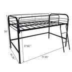 Bellemave Lit mezzanine en métal, lit mezzanine noir taille double