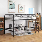 Bellemave Lit mezzanine en métal, lit mezzanine noir taille double