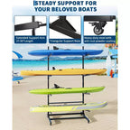 Support de rangement autoportant pour 2 kayaks, noir, robuste et réglable, avec roues verrouillables pour kayak/canoë/paddleboard (utilisation intérieure/extérieure, 1 paquet)