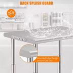 Table de travail de préparation de cuisine commerciale 36*24*35 pouces avec étagère inférieure réglable, table de service en acier inoxydable pour restaurant, garage, hôtel, bord arrondi