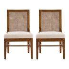 Christopher Knight Home Farida, chaise de salle à manger en bois d'hévéa rembourrée avec dossier en rotin (lot de 2)