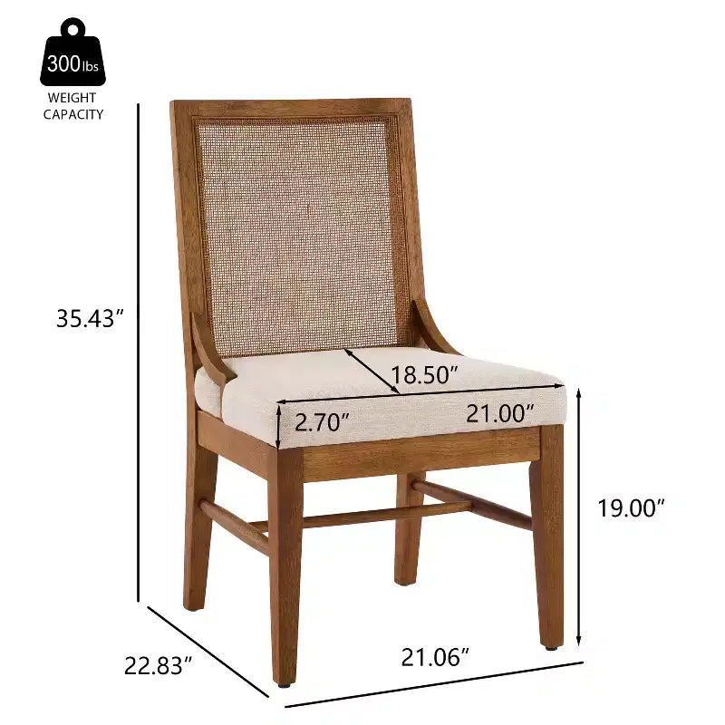 Christopher Knight Home Farida, chaise de salle à manger en bois d'hévéa rembourrée avec dossier en rotin (lot de 2)