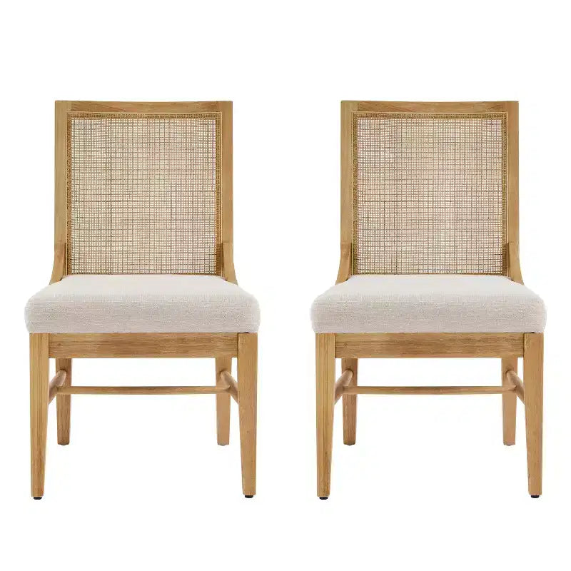 Christopher Knight Home Farida, chaise de salle à manger en bois d'hévéa rembourrée avec dossier en rotin (lot de 2)